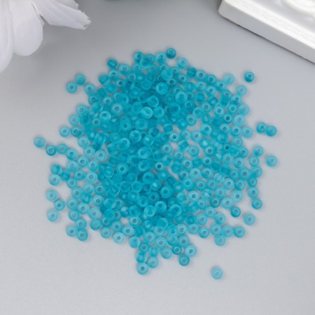 Glass beads 8/0 "matte translucent. Gray-blue" 10 grams-1