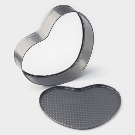 The form for baking the share "Elin. Heart ", 28.5 × 25.5 × 6.6 cm, removable bottom, anti -stick coating, black color-6