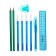 Cleaning set 10 items (penalty tubus 65 x 210 mm, handle 4 pieces blue, ruler 15 cm, sharpener, pencil 2 pieces, textbook), blue