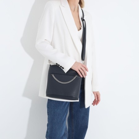 Janelli Cross-Boda Bag on a zipper, 2 external pockets, blue color-7