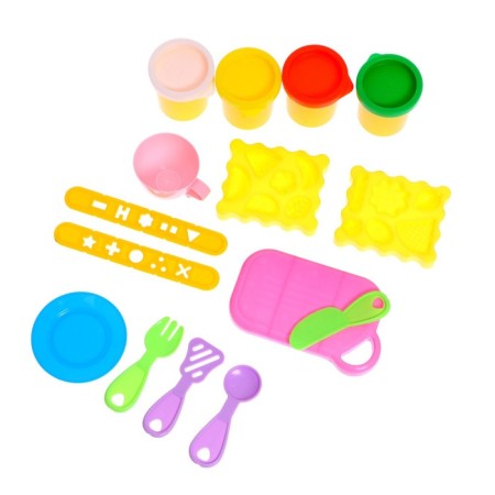 Set for playing with plasticine "Merry Chicene", 4 jars with plasticine-4