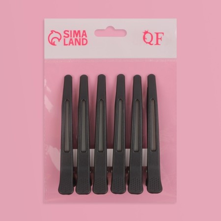 Hair clips, with silicone tape, set - 6 pcs, 11 cm, black color-4