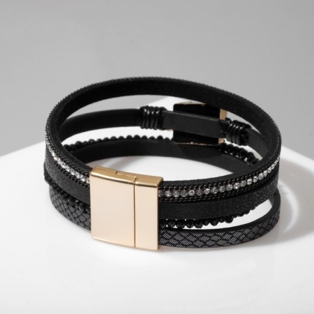 Bracelet "On the Magnet" Niceral, the color is white-black in silver, 19.5 cm-1