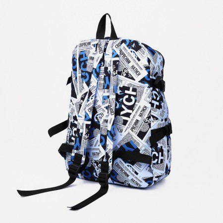 Young backpack from textiles on lightning, 3 pockets, blue color-3