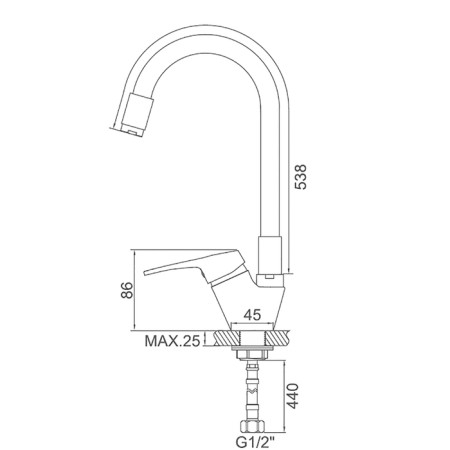 ACCOONA A4819F kitchen mixer, single -leaf, silicone spout, brass, black/chrome-3