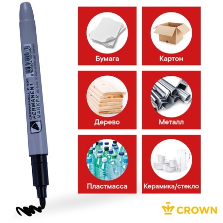 Permanent marker 2.0 mm, Crown Multi Marker Slim, bullet, black-2