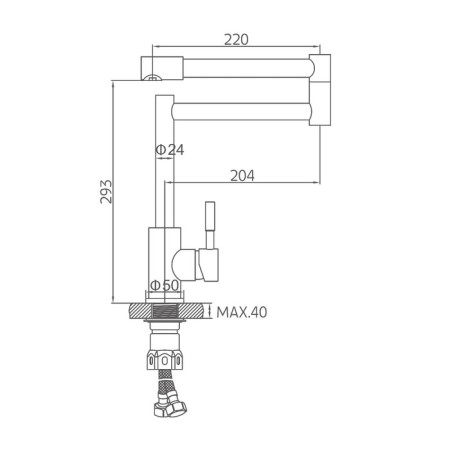ACCOONA A44090 kitchen mixer, single -leaf, folding spout, stainless steel, chrome-6