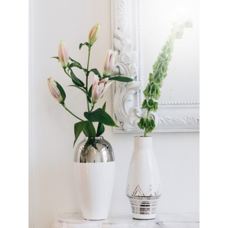 Decorative vase "Shik", 12.5 × 12.5 × 25 cm, white color with silver-5
