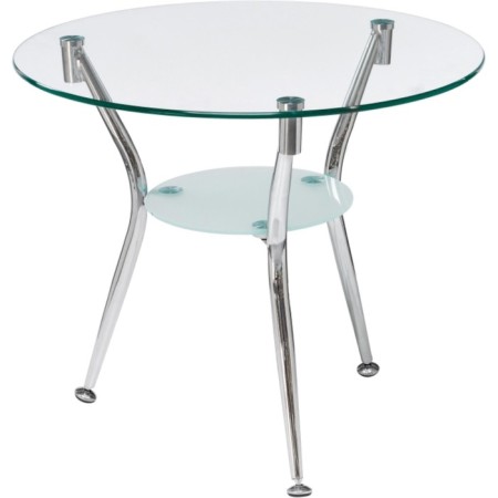 Journal table Round glass/metal, chrome 59x59x52 cm