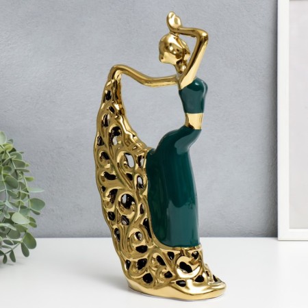 Souvenir Ceramics "Dance Carmen" dark green with gold 31x17 cm-2