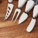 Set of Magistro Celt cheese knives, 4 objects, ceramic pen