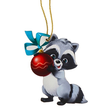 New Year's wooden pendant "New Year! Raccoon "-4