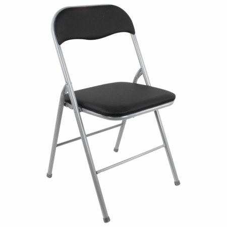 Folding stool Brabix Golf CF-007, silver frame, leatherette, black