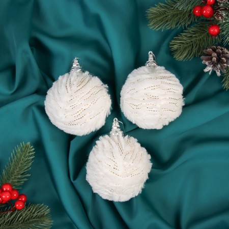 Set of balls plastic D-8 cm, 3 pcs "tenderness" stripes, white