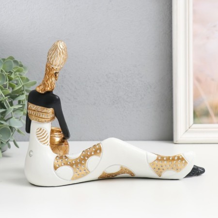 Polystone souvenir "African beauty with a jug" white-gold 24.5x9.5x19 cm-3
