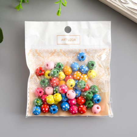A set of beads for creativity wood "Ball with a flower" set 50 pcs mix 1x1x1 cm-5