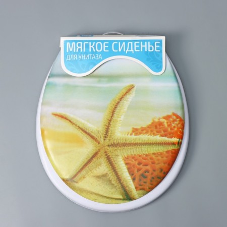 The toilet seat with the lid of the share "Beach with a star", 40 × 37 cm, soft-8
