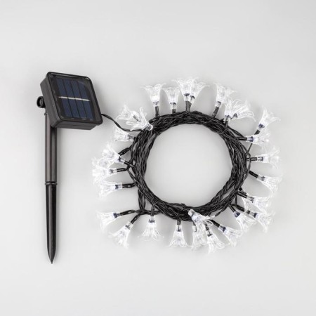 Garland “thread” 4.5 m with nozzles “Flowers”, IP44, Dark Thread, 30 LED, Glash glow/Aquamarine, 2 modes, solar battery-4