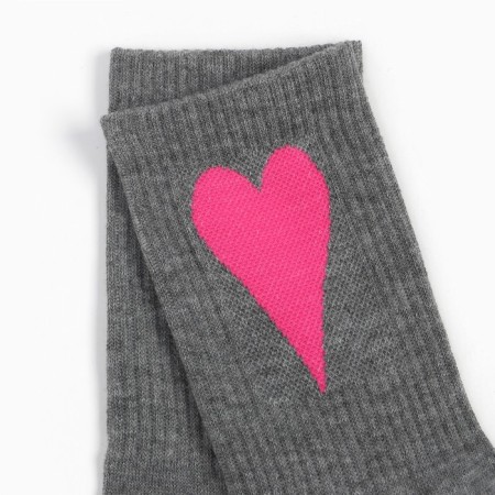 Women's socks, light gray/pink heart, size 25-27-1