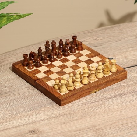 Board game 2V1 (chess + backgammon), board 20x20 cm, woods shisham
