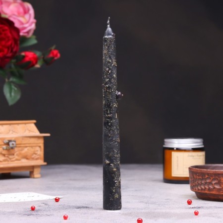 Magic candle "to clean the house" with grass, black, 20cm-1