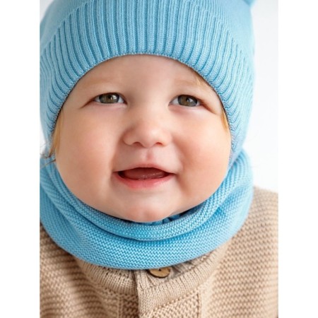 A cap on ties with ears children's Amarobaby Pure Love Bear, with a lining, size 40-42 cm, blue color-4