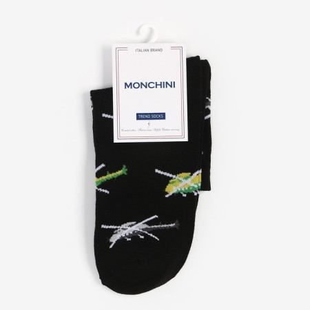 Male socks, black color/helicopters, size 44-45-4