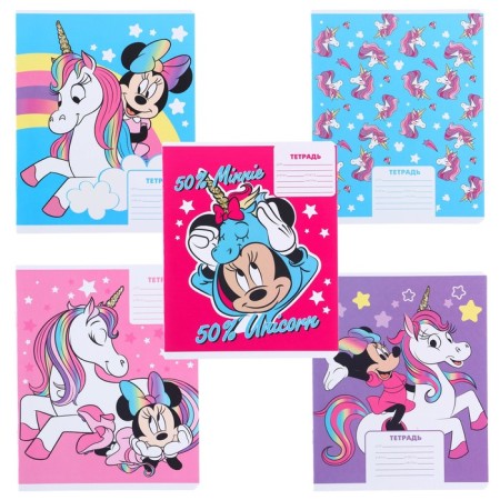 Notebook in a cage 12 sheets, 5 types of mix, cover coated cardboard, Minnie Mouse and unicorn-3