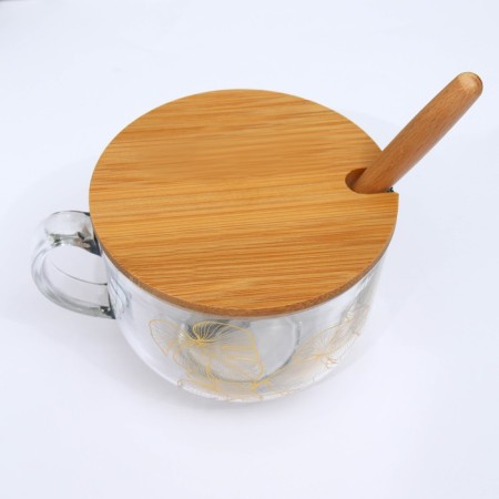 Glass mug "Leaves", 400 ml-4