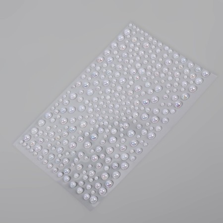 Pearls self -adhesive "Assorted", with holography, 325 pcs on a sheet, white color-3
