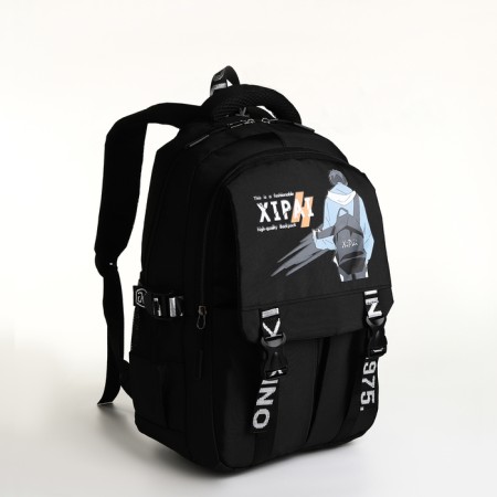 Youth backpack from lightning textiles, 5 pockets, black color-2