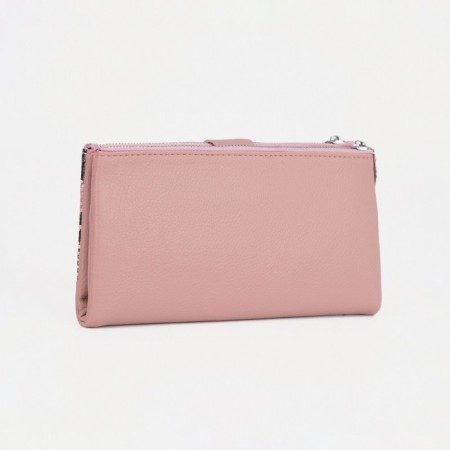 Women's wallet on the button, pink color-1