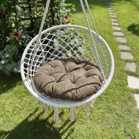 Pillow for swing "Tina", diameter 60 cm, dark beige color-1