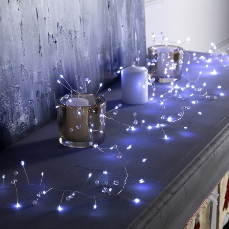 Girland "Mishura" 2 m dews with nozzles "Balls", IP20, silver thread, 100 LED, white glow, AAX3