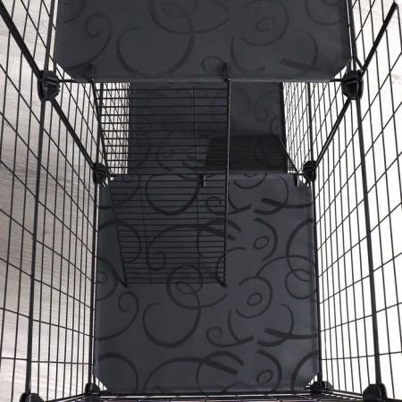 Coaters 24 sections with textile shelves, metal, black, 210 x 210 x 35 cm, (35 x 35) 96044-7