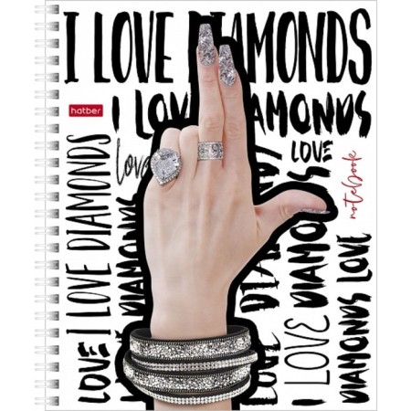 Notebook of 48 sheets in a cage on the crest I love diamonds, cover coated cardboard, an offset block 65g/m2, mix-1