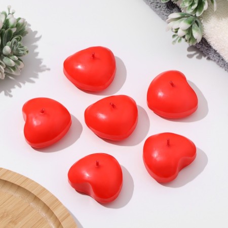 Set of candles floating "heart", 6 pcs,-1