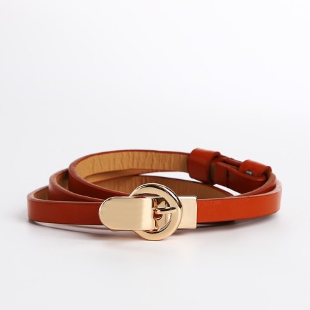 Women's belt, width 1 cm, metal buckle, redhead