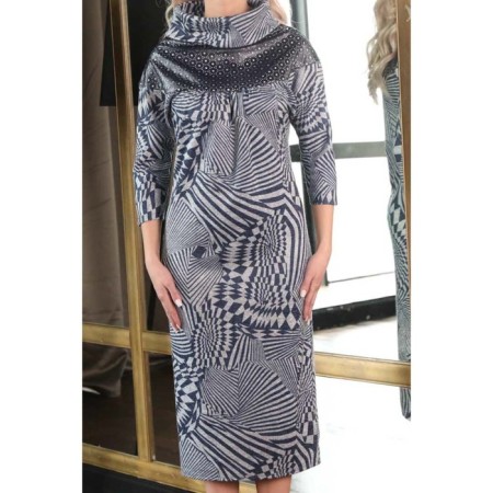 Women's dress, size 42, gray, blue color-3