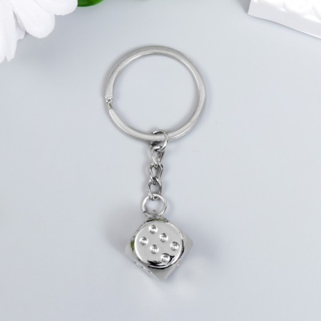 Metal keychain "Playing cube" silver 7.9x1.6x1.6 cm-2