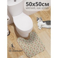 Rozhdestvenskaya postcard rug for the toilet, anti -slip, size 50x50 cm