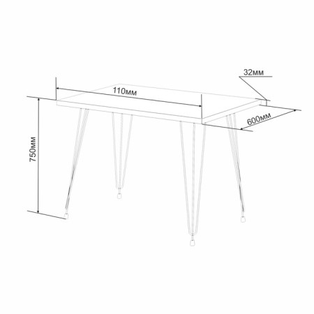 Dining table loverpool 110x60x75 cm, oak craf gold, black-2