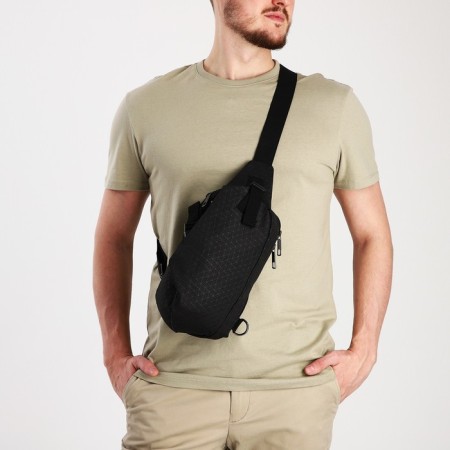 Slung bag youth from textiles, black color-5