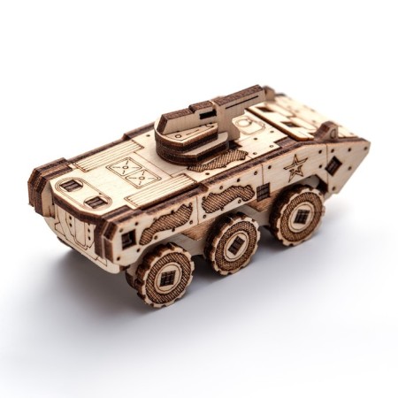 Wooden designer, prefabricated model "BTR"-6