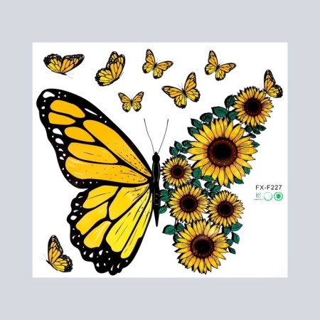 Sticker Plastic Interior Color "Butterfly with sunflower" 37x39 cm-1