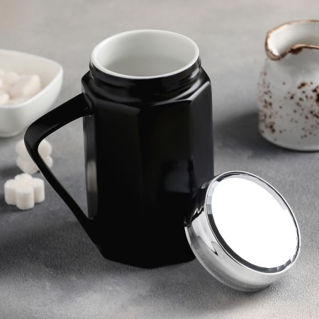 Ceramic mug "Organics", 400 ml, with a mirror cover, MIX drawing-1