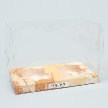 Capcake box, confectionery packaging, 2 cells, Present, 16 x 8 x 11.5 cm-2