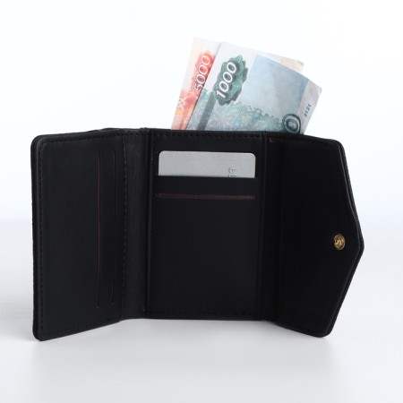 Women's wallet on the button, black color-3