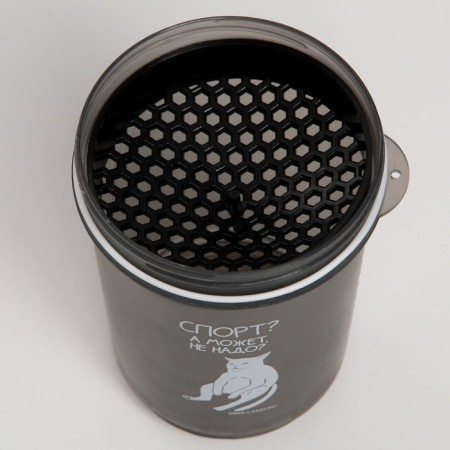 Sports shaker "Sport? Or maybe not? ", Black, with a bowl for protein, 500 ml-3