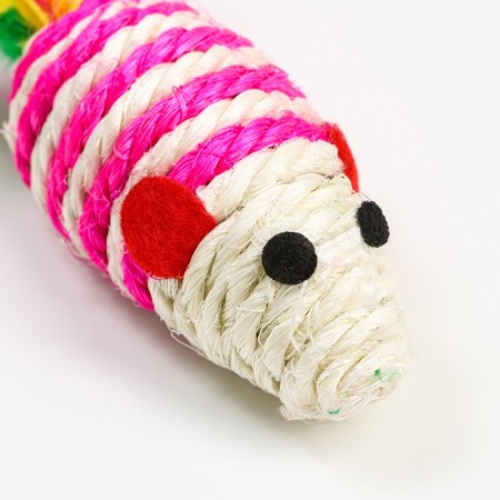 Sizalevaya mouse, 7 cm, pink/white-3